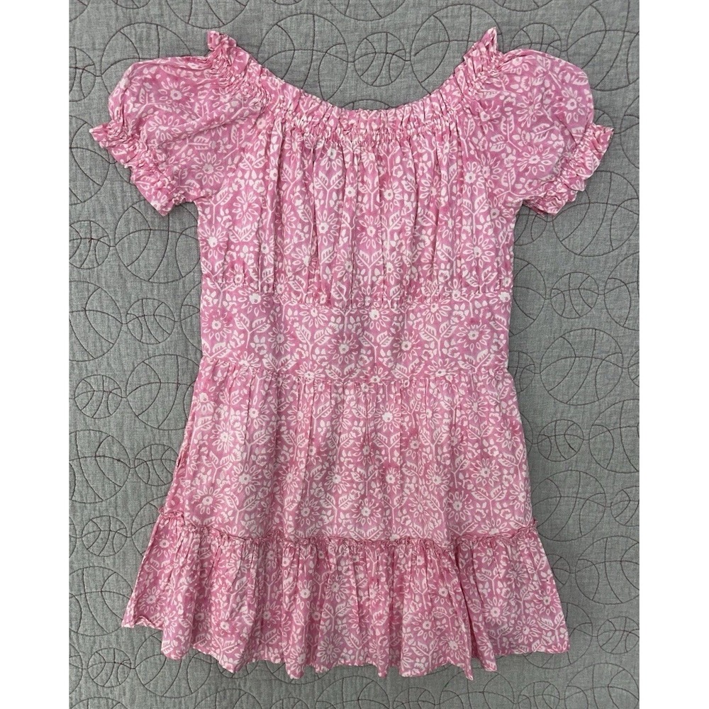 Madison Mathews Pink Floral Tiered Puff Sleeve Mini Dress Women's Size XL